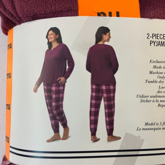 Nautica Women's Dark Pink Henley Silky Fleece Pyjama Set - NWT - Picture 3 of 6